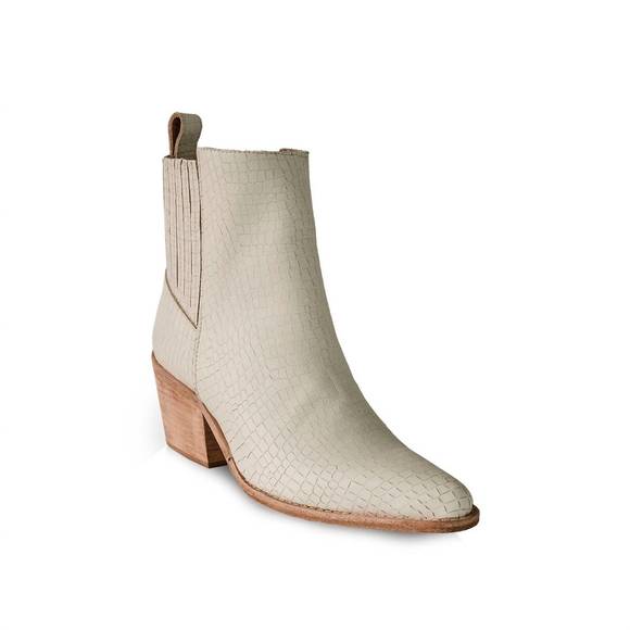 NEW BALA DI GALA women's premium embossed leather ankle legacy boots in cream - Picture 1 of 5